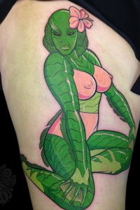 Swamp thing design by Coop tattooed by Justin Acca