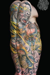 Anubis Egyptian tattoo sleeve by Justin Acca