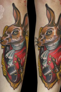 Soldier hare tattoo by Justin Acca Anthropomorphic